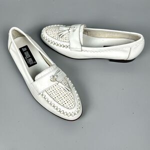 Jon Franco Pirelli Italy Tasseled Loafers White Leather Women’s 44 US 11,5